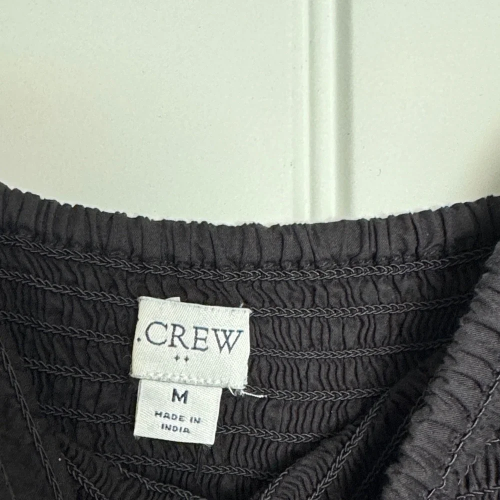J. Crew Black Smocked Tiered Midi Dress